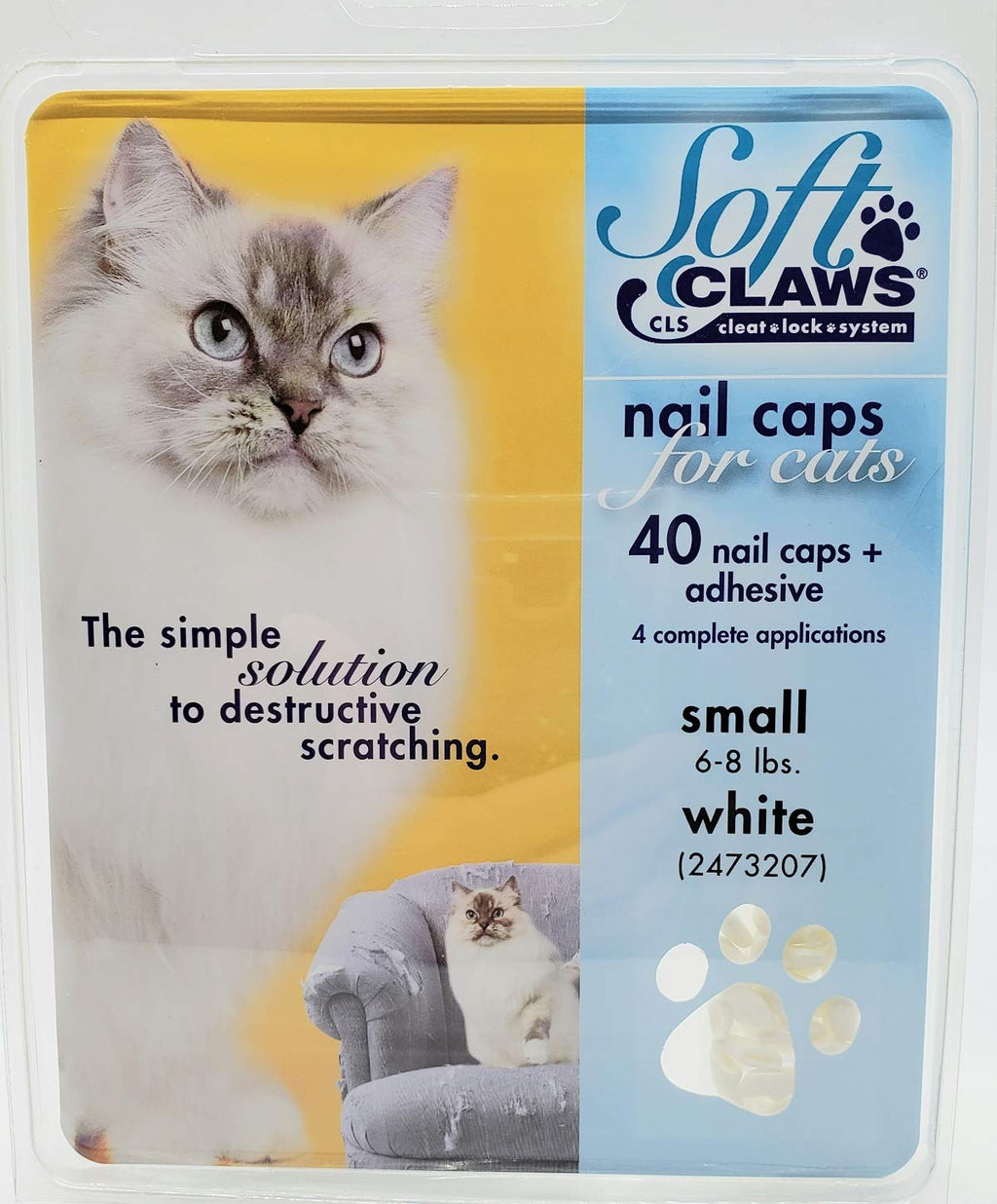 [Australia] - Soft Claws Feline Cat Nail Caps Take Home Kit, Small, White 