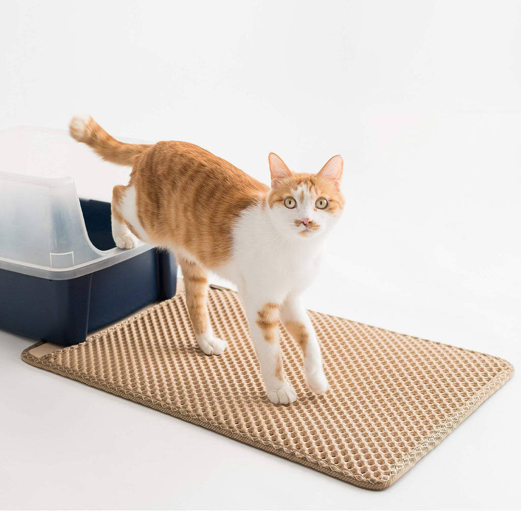 BlackHole Litter Mat 27 x 18 inch Long Cat Litter Mat Beige - PawsPlanet Australia