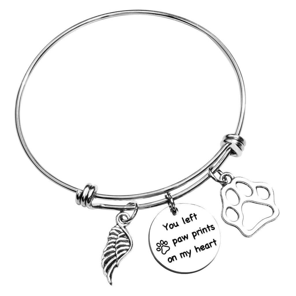 [Australia] - ecobuty Loss of Pet Memorial Gifts You Left Paw Print On My Heart Jewelry Sympathy Gift for Pet Owner Dog Memorial Gifts Remembrance Loss of Pet Gifts Loss of Pet Bracelet Left Paw Print-BR 