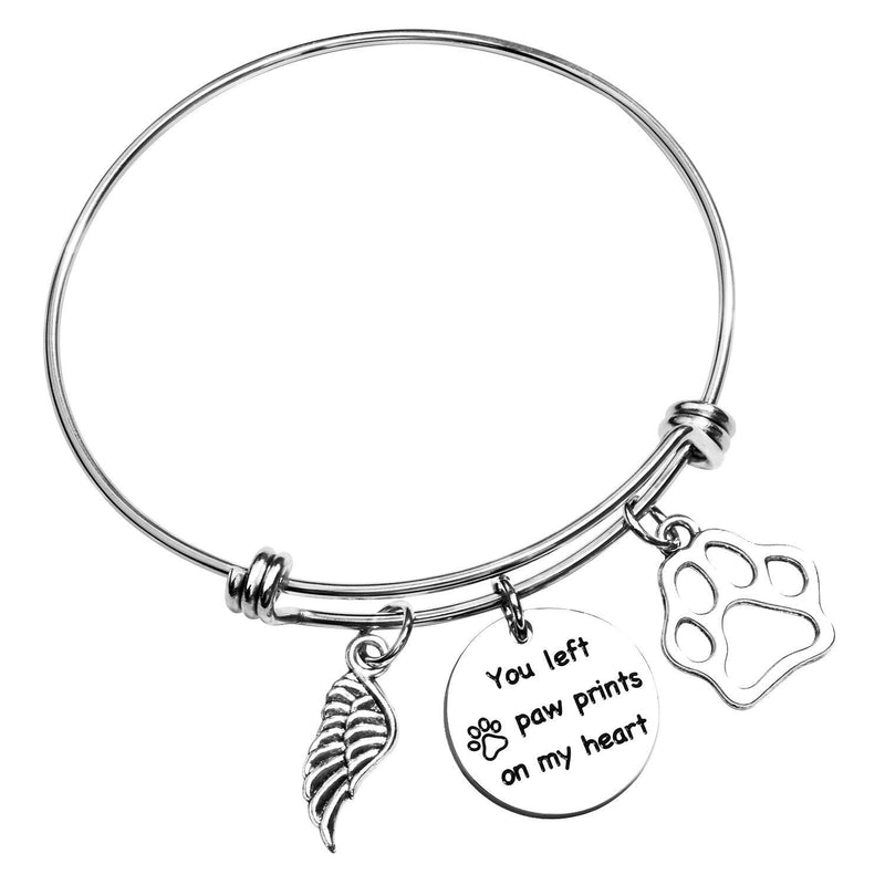 [Australia] - ecobuty Loss of Pet Memorial Gifts You Left Paw Print On My Heart Jewelry Sympathy Gift for Pet Owner Dog Memorial Gifts Remembrance Loss of Pet Gifts Loss of Pet Bracelet Left Paw Print-BR 