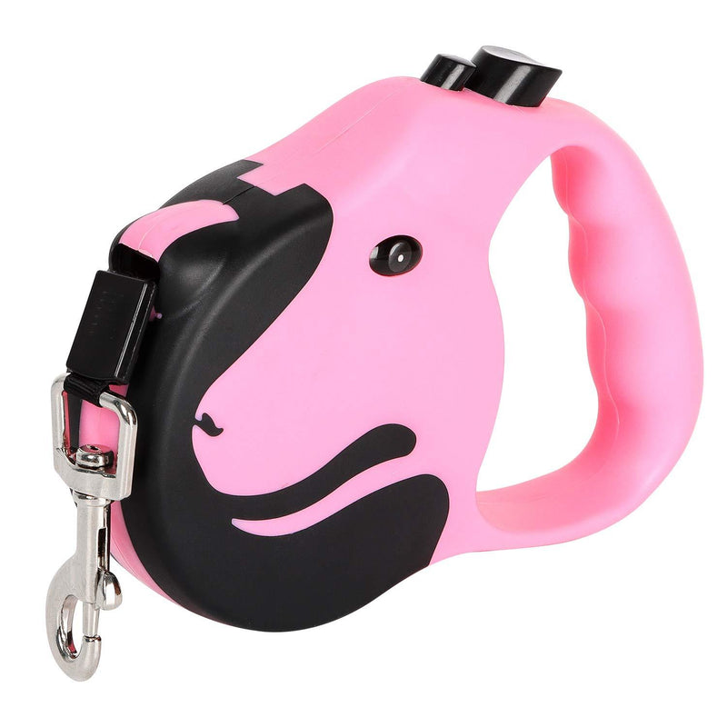 [Australia] - Emoly Upgraded Retractable Dog Leash, 360° Tangle-Free Dog Walking Leash for Heavy Duty up to 33lbs, 16.5ft Strong Reflective Nylon Tape with Anti-Slip Handle, One-Handed Brake, Pause, Lock（Pink） Red 