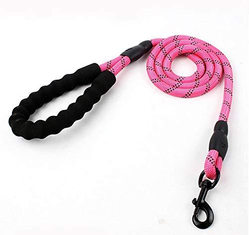 [Australia] - Pink Trasen Pet Strong Dog Leash 5ft Long with Comfortable Padded Handle, Reflective Stripes. Heavy Duty Training Durable Nylon Rope Leashes for Small Medium Large 