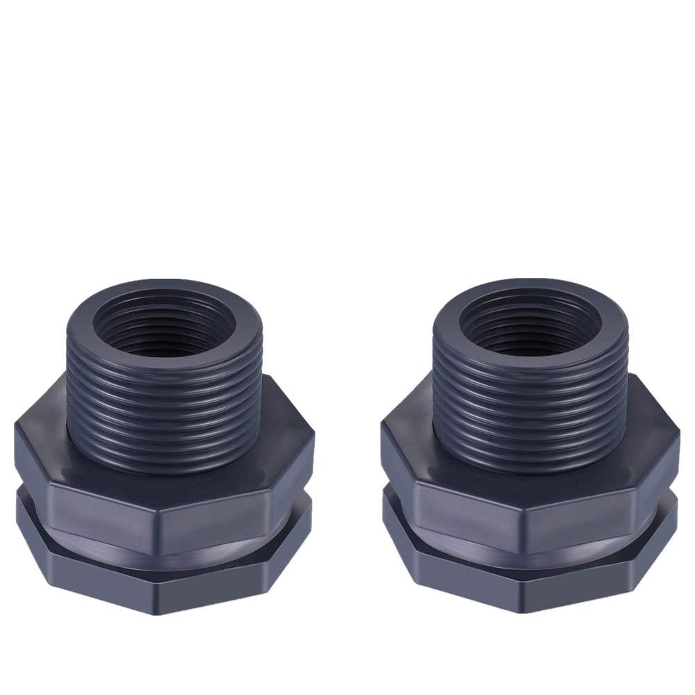 [Australia] - XMSSIT 2Pcs 3/4 Inch PVC Bulkhead Fitting for Rain Barrels, Aquariums, Water Tanks 