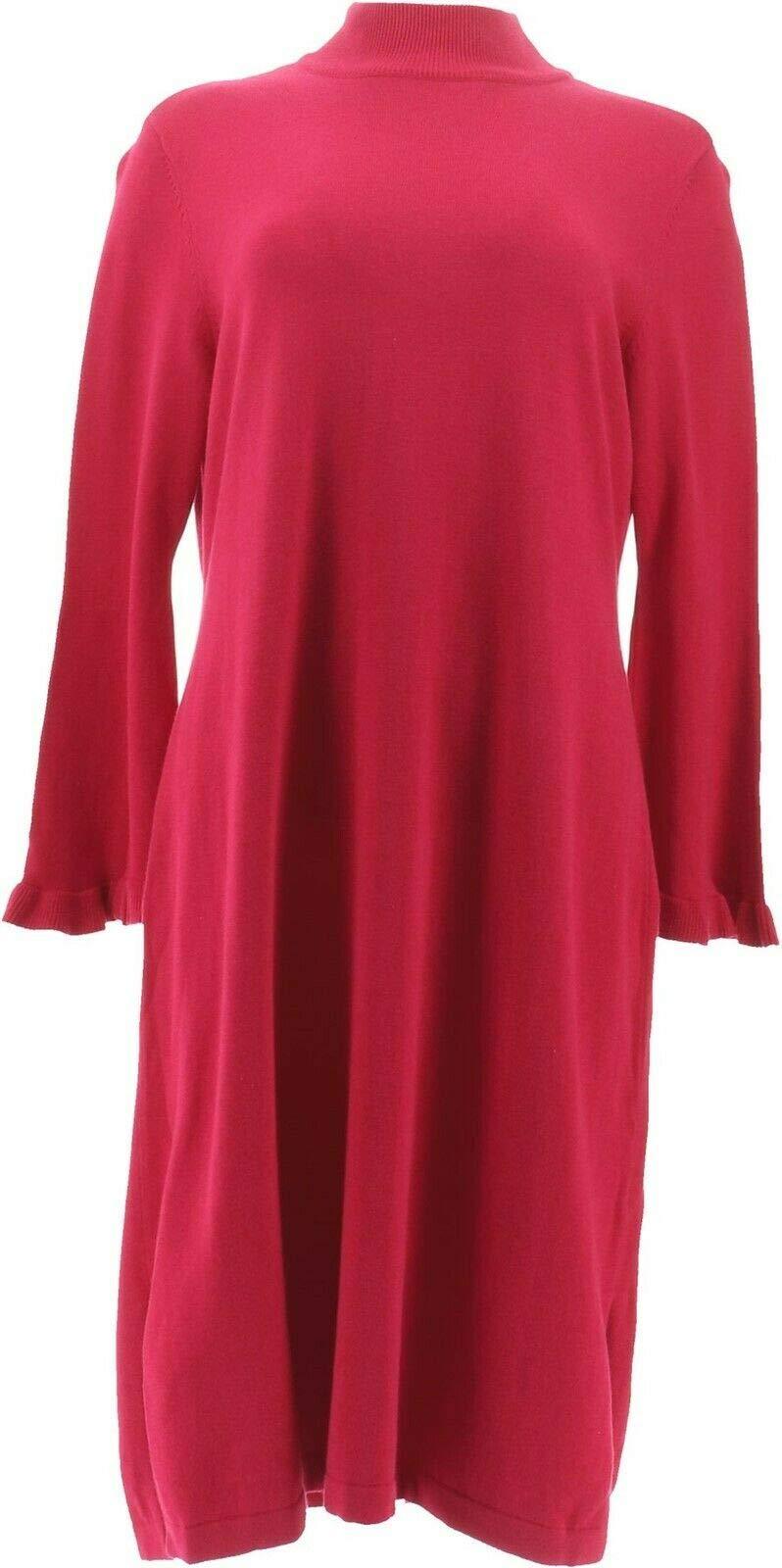 Isaac Mizrahi Petite Bell SLV Sweater Dress A343218 PL Imperial Red - PawsPlanet Australia