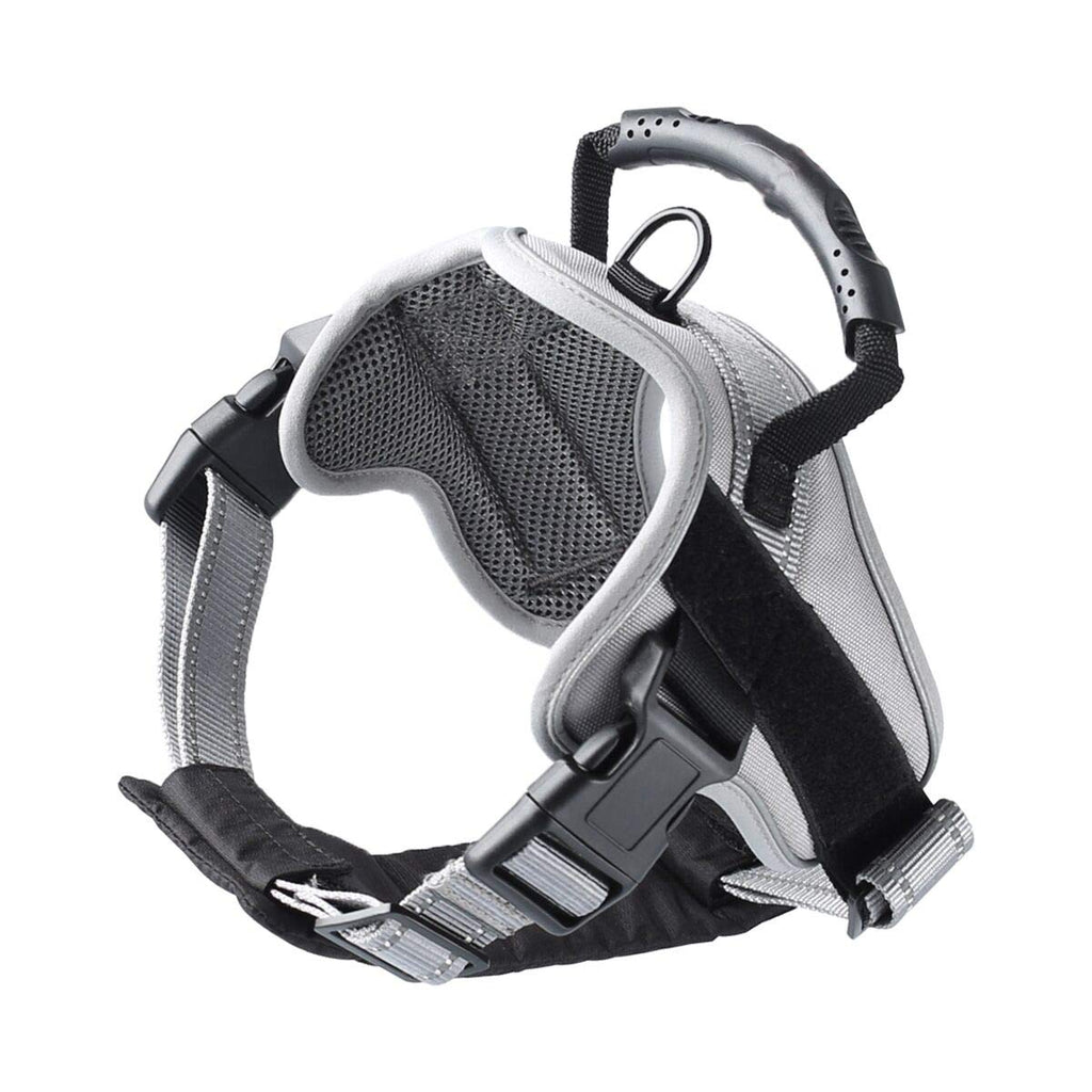 [Australia] - SKYMEE Dog Harness No-Pull Adjustable Pet Harness Nylon Webbing with Reflective Material Vest for Dogs Easy Control for Small Medium Large Dog Grey 