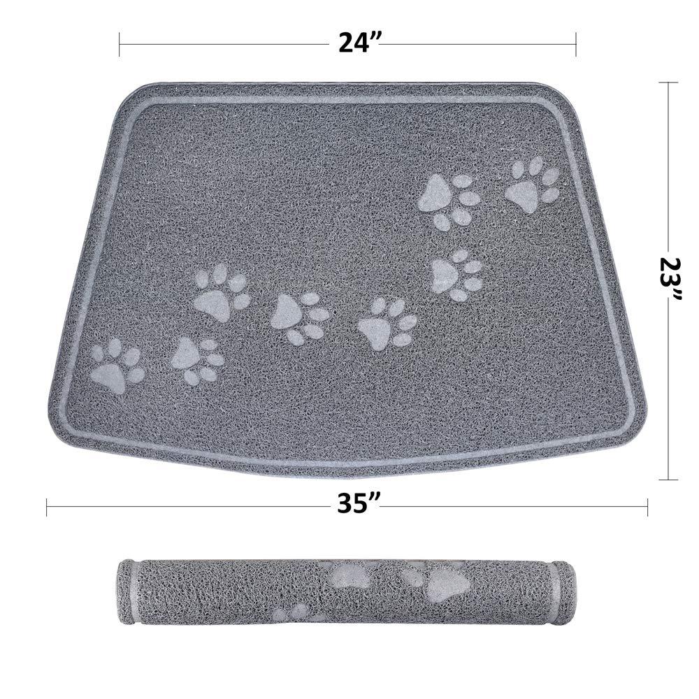 [Australia] - STELLAIRE CHERN Pet Feeding Mat for Large Dogs and Cats 35" x 23" Flexible and Waterproof Dog Bowl Mat for Food and Water, Easy to Clean Dog Food Feeding Mat for Floor with Non Slip Backing, Grey 