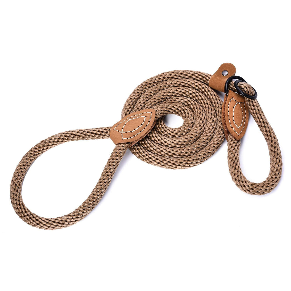 [Australia] - Mile High Life | Strong Soft Dog Slip Leash | Premium Poly Cotton Soft Comfortable Rope Dog Leash Dog Lead | Supports Strong Pulling Large Medium Small Dogs 4/5/6 Feet 4 Feet Dark Brown 