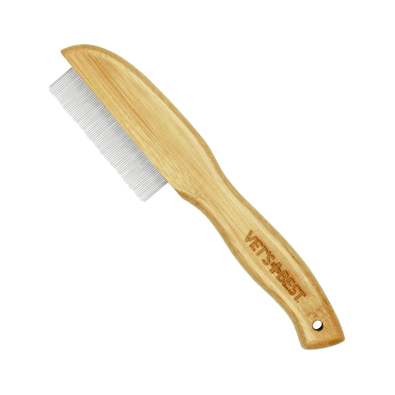 Vet's Best Flea Comb | Real Bamboo with Contour Grip Handle | for Dogs and Cats - PawsPlanet Australia