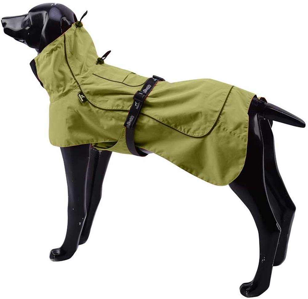 Tellpet Dog Jacket Waterproof Dog Raincoat, Reflective Dog Jacket S(Chest:21.5-25.5",Back Length:14") Green - PawsPlanet Australia