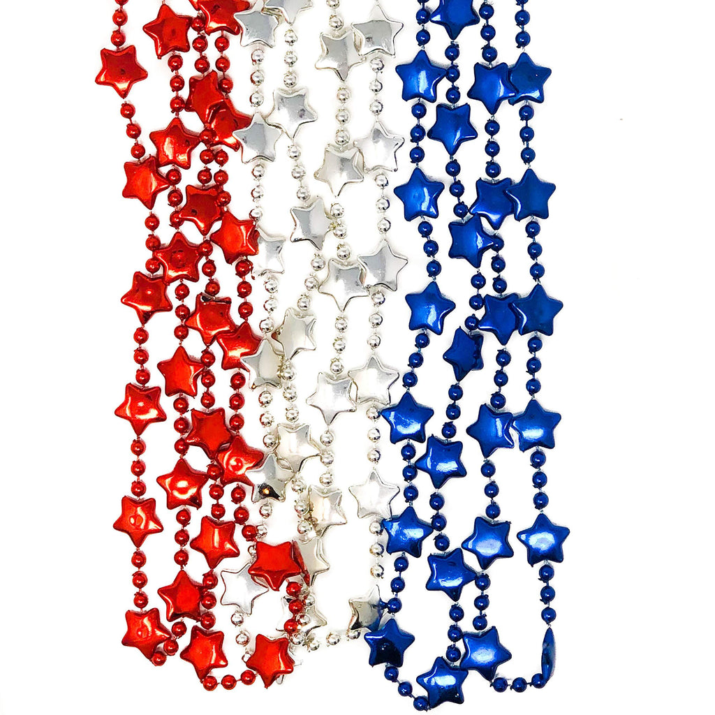 48 Metallic Patriotic Star Necklaces - 4th of July, Memorial Day, Party Favor or Decoration - PawsPlanet Australia