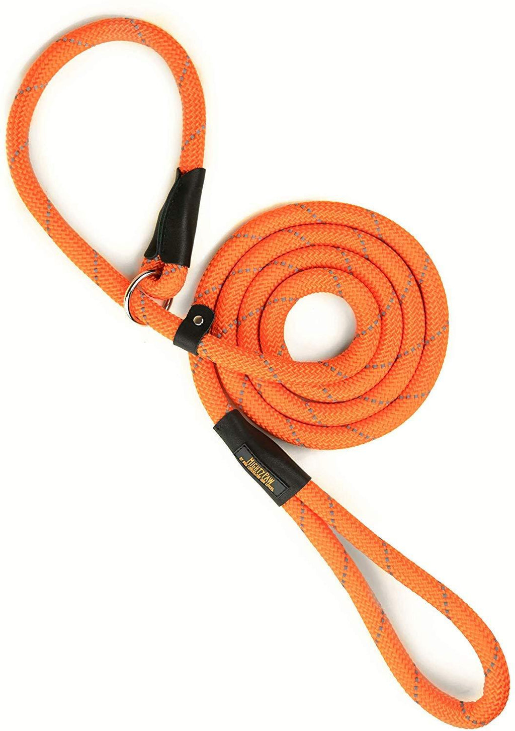 [Australia] - Mighty Paw Slip Rope Dog Leash | 6 ft, One-Size-Fits-All, Slip-On Rope Leash. Easy to Slip On, No Collar or Harness Needed. Durable & Weather Resistant Climbers Rope with Reflective Stitching (Orange) Orange 