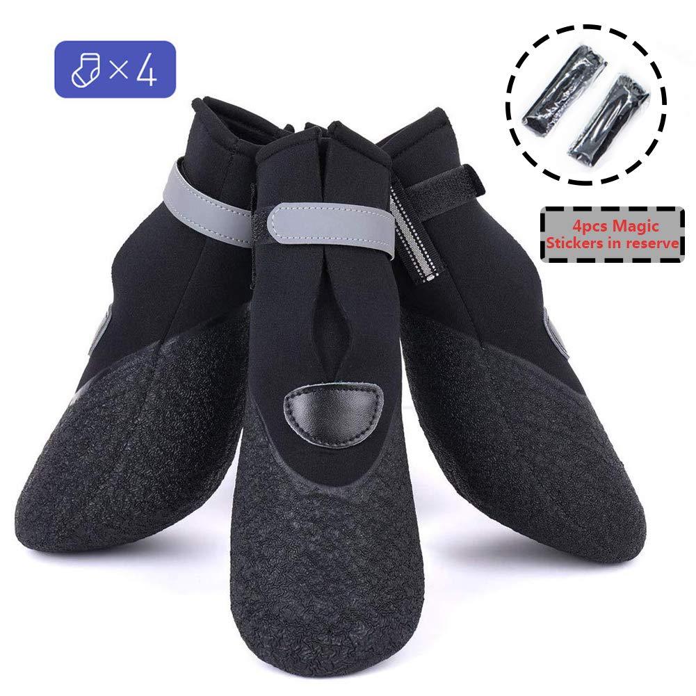 [Australia] - 4 Pcs Waterproof Dog Boots, Rugged Pet Dog Booties with Adjustable Reflective Magic Straps, All Weather Dog Shoes with Anti-Slip Rubber Sole for Small Medium Large Dogs, Breathable Paw Protectors 1# 