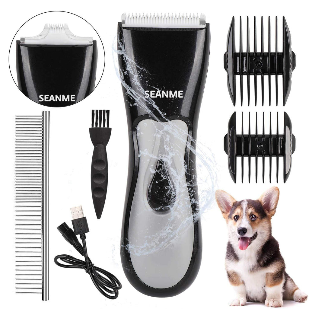 [Australia] - seanme Dog Clippers Washable, New Upgrade Waterproof Pet Grooming Kit with Double Blades Professional Electric Trimmer Set Rechargeable Cat Trimmer Low Noise Shaver for Pets/Dogs/Cats 