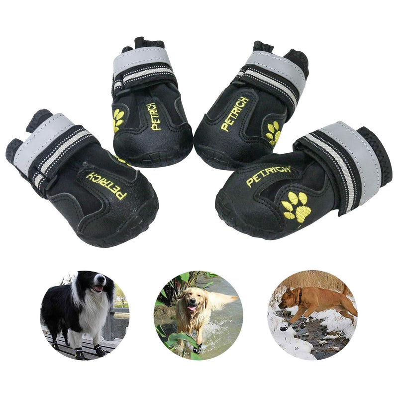 [Australia] - BESUNTEK Dog Boots,Waterproof Shoes for Medium to Large Dogs,Dog Outdoor Shoes with Reflective Velcro Rugged Anti-Slip Sole,4PCS 7 Black 