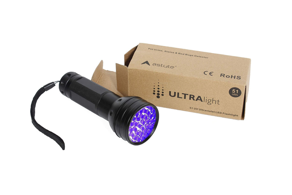 [Australia] - ULTRAlight UV Flashlight Black Light, 51 LED 395 nM Ultraviolet Blacklight Detector for Pet Urine, Pet Stains and Bed Bug 