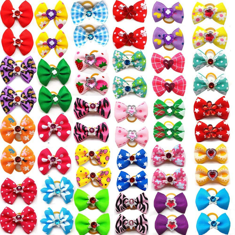 Masue Pets 50pcs/25pairs Varies Dog Hair Bows Rhinestone Pearls Flowers Topknot Mix Styles Dog Bows Pet Grooming Products Mix Colors Pet Hair Bows Dog Topknot Bows - PawsPlanet Australia