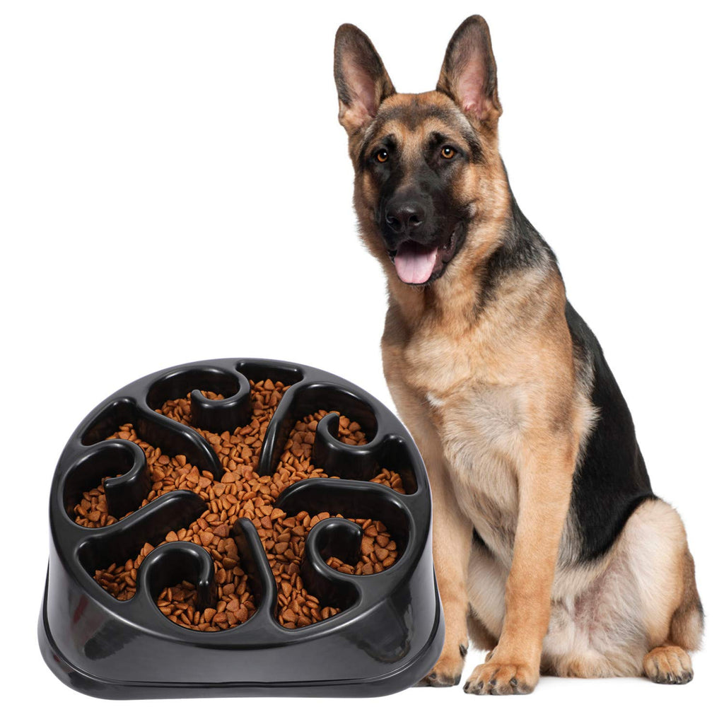 JASGOOD Large Dogs Bowl,Fun Slow Feeder Dog Bowl,Anti-Gulping Dog Slow Feeder Stop Bloat,Eco-Friendly Durable Big Pet Bowl(A-Black) A-Black - PawsPlanet Australia