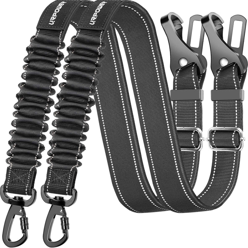 URPOWER Upgraded Dog Seat Belt 3-in-1 Dog Car Seatbelts 2 Pack Adjustable Pet Seat Belt for Vehicle Nylon Pet Safety Seat Belts Heavy Duty & Elastic & Durable Car Seat Belt for Dogs, Cats and Pets Black - PawsPlanet Australia