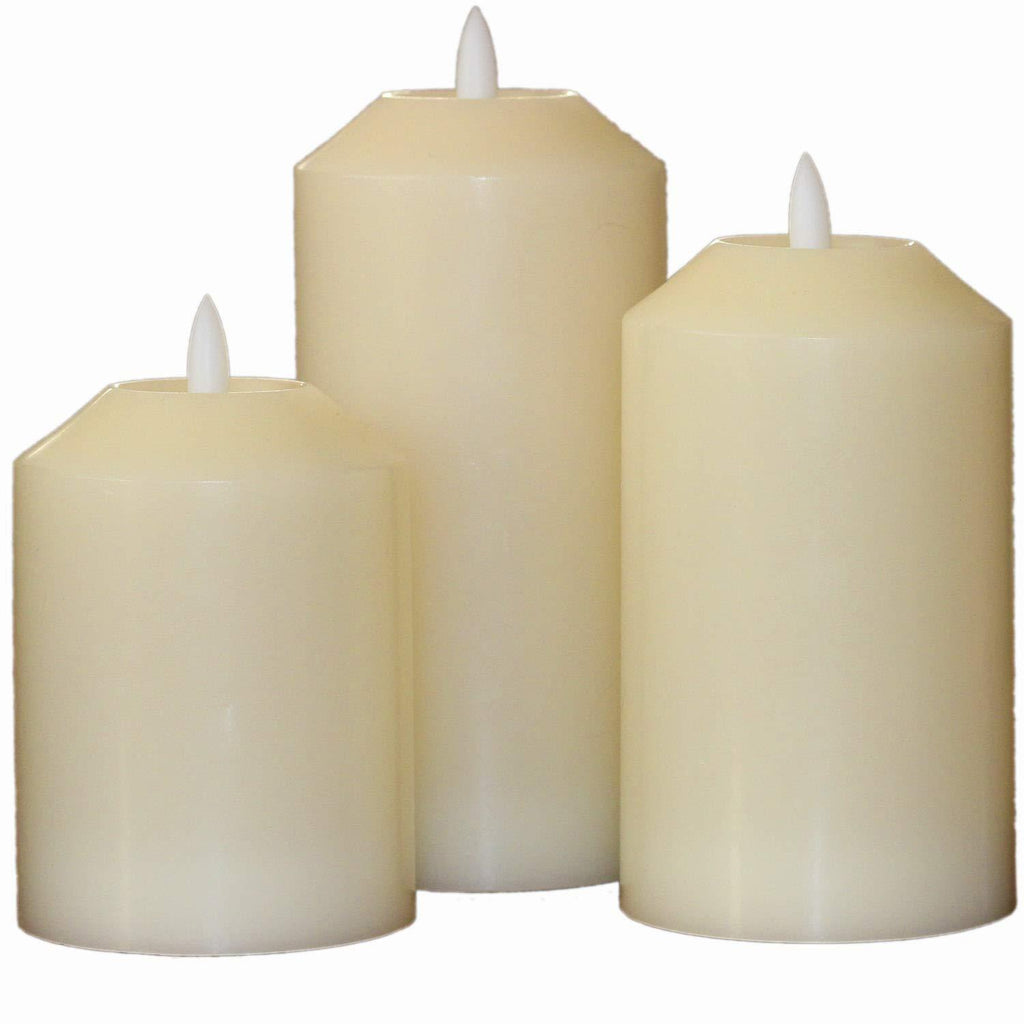 Vanilla Scented Flameless Candles with Timer (8 Hour). Set of 3 White Wax Battery Operated Night Light Candles. Realistic 3D Flickering Flame. 4 5 6 inch Electric LED Pillar Candles. - PawsPlanet Australia