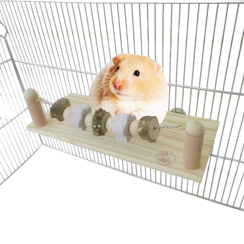 [Australia] - ZARYIEEO Hamster Wooden Springboard with Molar Teeth Mineral Stone, Parrot Wooden Stand Platform, Small Animal Swing Springboard Toys Accessories for Cockatiels Parakeets 5.5"*12.6"*0.5" 