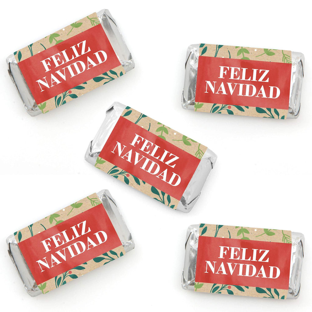 Big Dot of Happiness Feliz Navidad - Mini Candy Bar Wrapper Stickers - Holiday and Spanish Christmas Party Small Favors - 40 Count - PawsPlanet Australia