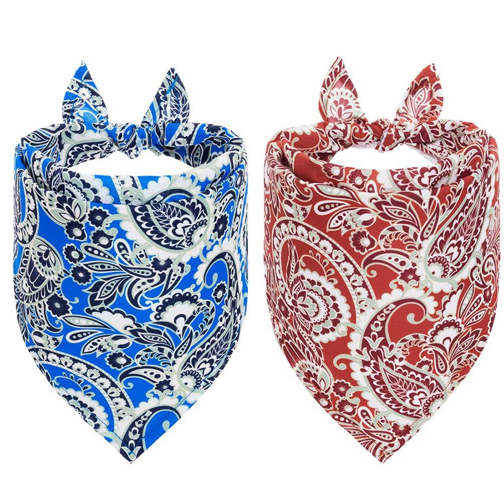 KOOLTAIL Hawaii Dog Bandana 2 Packs - Paisley Summer Bandanna Triangle Bibs Scarf Accessories for Small Medium Large Dogs - PawsPlanet Australia