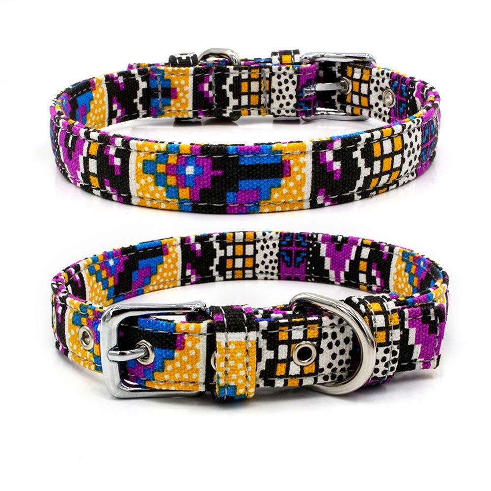 [Australia] - FURINKAZAN Colorful Fabric Print Dog Collar Martingale Collar, Canvas Dog Collar,Collar Limited Slip Collar, Pretty Dog Collar, for Small Medium Large Dog and cat (M, Multicolor Mosaic) 