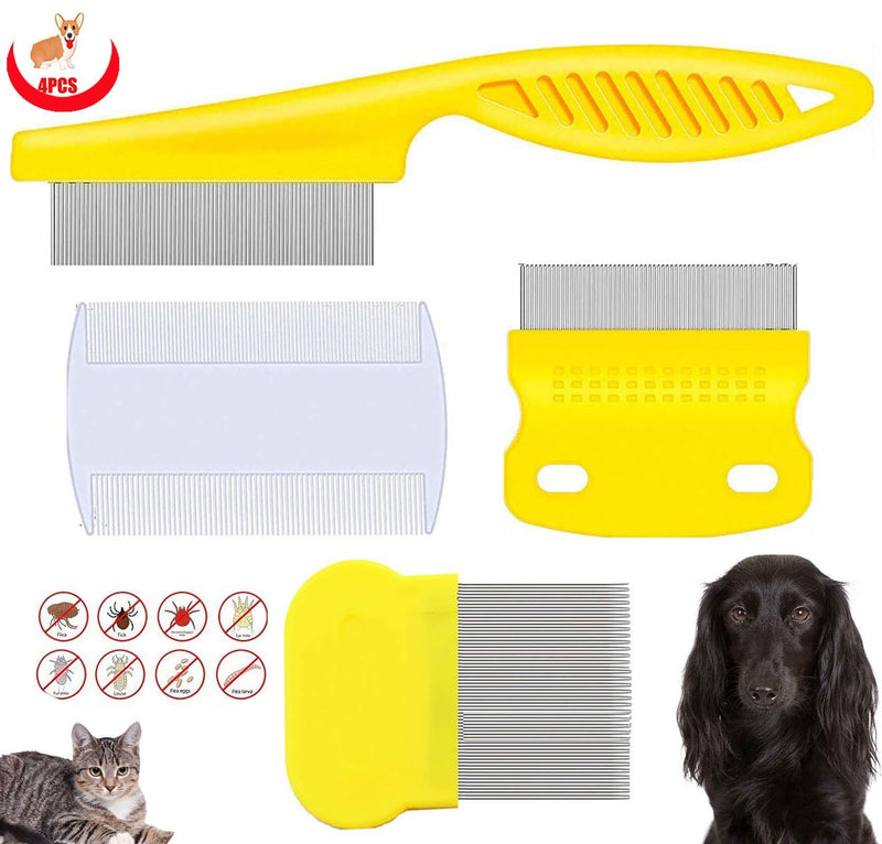 weback Flea Comb for Dogs, Lice Combs,Tick Comb, Cat flea Combs with Durable Teeth for Removing Tear Stains, Fleas, Dandruff, Lice 4PCS-A - PawsPlanet Australia