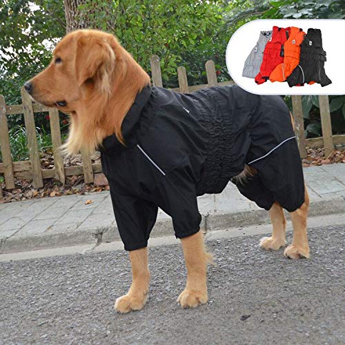 [Australia] - Lovelonglong Dogs Waterproof Jacket, Lightweight Waterproof Jacket Reflective Safety Dog Raincoat Windproof Snow-Proof Dog Vest for Small Medium Large Dogs 5XL (-100lbs) Black 