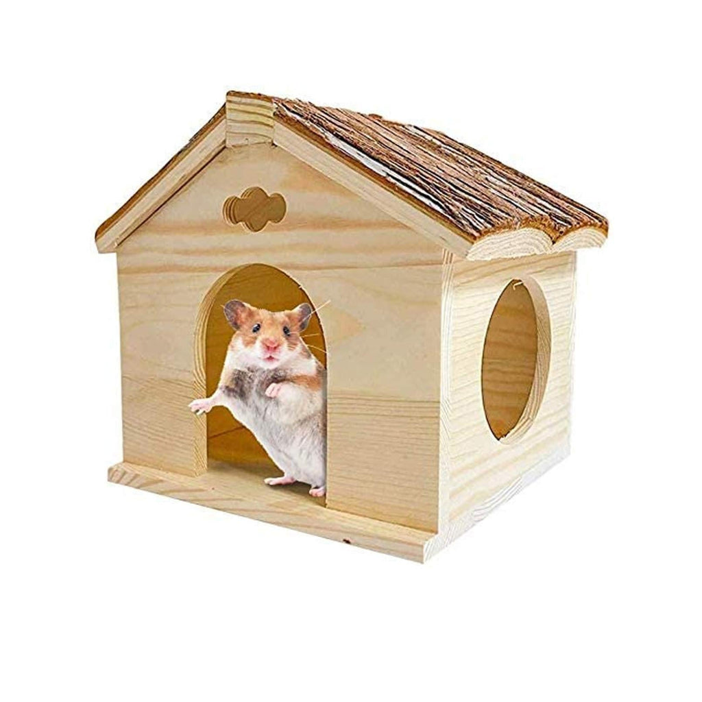 Hamiledyi Hamster Wooden House, Natural Handcrafted Small Animal Hideout Hut Chew Cage Toy for Guinea Pig Chinchilla Rat Mouse Gerbil Hedgehog - PawsPlanet Australia