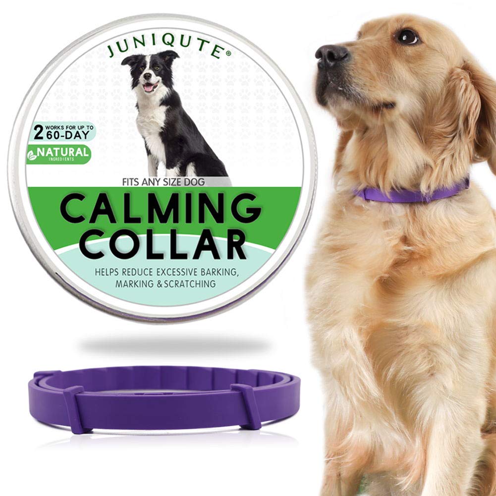 [Australia] - JUNIQUTE Calming Collar for Dogs, Adjustable Pheromone Calm Collars, Relieve Anxiety, 100% No Allergy 100% Waterproof Natural Calm Collars -25 Inches, Fits All Dogs Small Medium& Large 