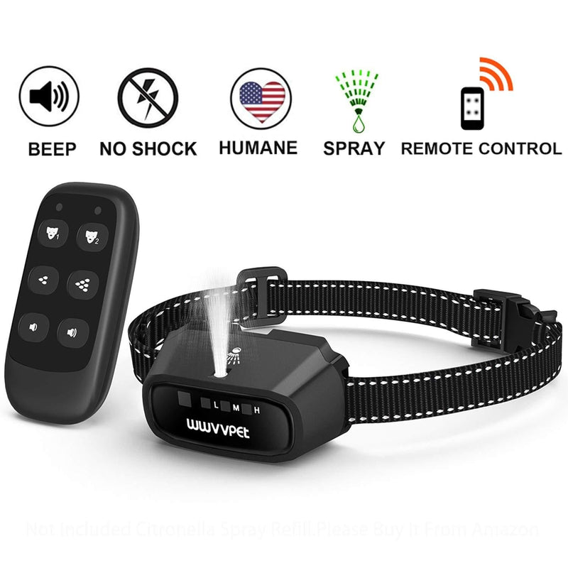 [Australia] - Citronella Dog Training Collar with Remote Control (Not Included Citronella Spray),2 Using Modes Spray Dog Bark Collar,500ft Range Harmless Safe Humane No Shock Anti-Bark,Rechargeable Waterproof 