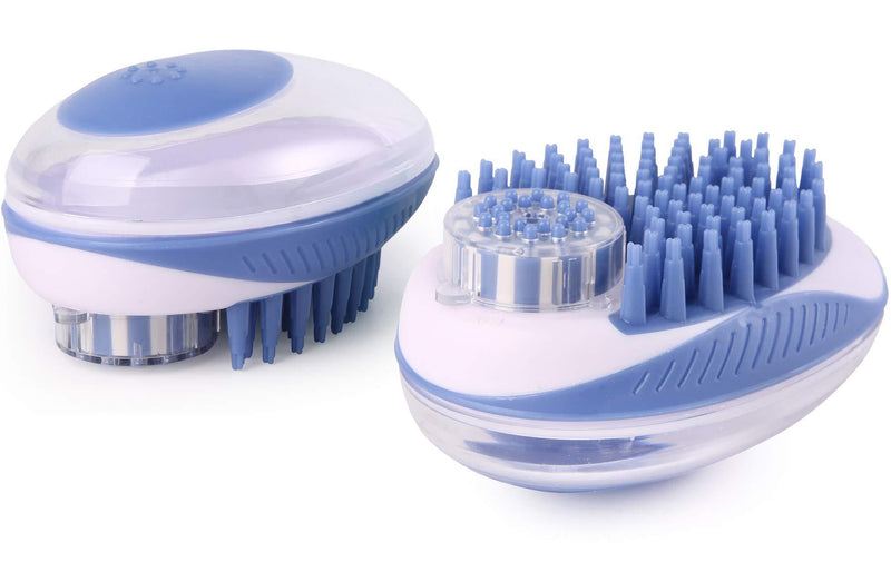 [Australia] - LuxPal 2 in 1 Cat and Dog Bath Brush Scrubber Shampoo Dispenser for Pet Grooming Deshedding Soft Silicone Bristles Perfect for Washing, Shampooing, Massaging Long,Short Hair, Remove Loose Fur Blue 