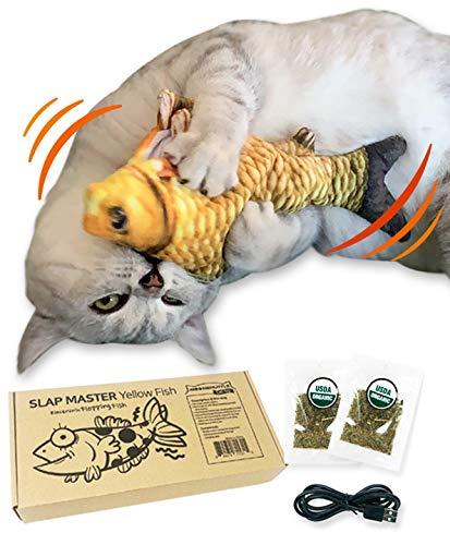 [Australia] - Moonshuttle Electronic Flopping Fish Cat Interactive Toy Slap Master Yellow Fish 