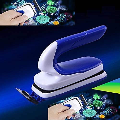 Magnetic Aquarium Fish Tank Cleaner, Fish Tank Glass Cleaner, Floating Clean Brush with Handle Design Medium blue with scraper - PawsPlanet Australia