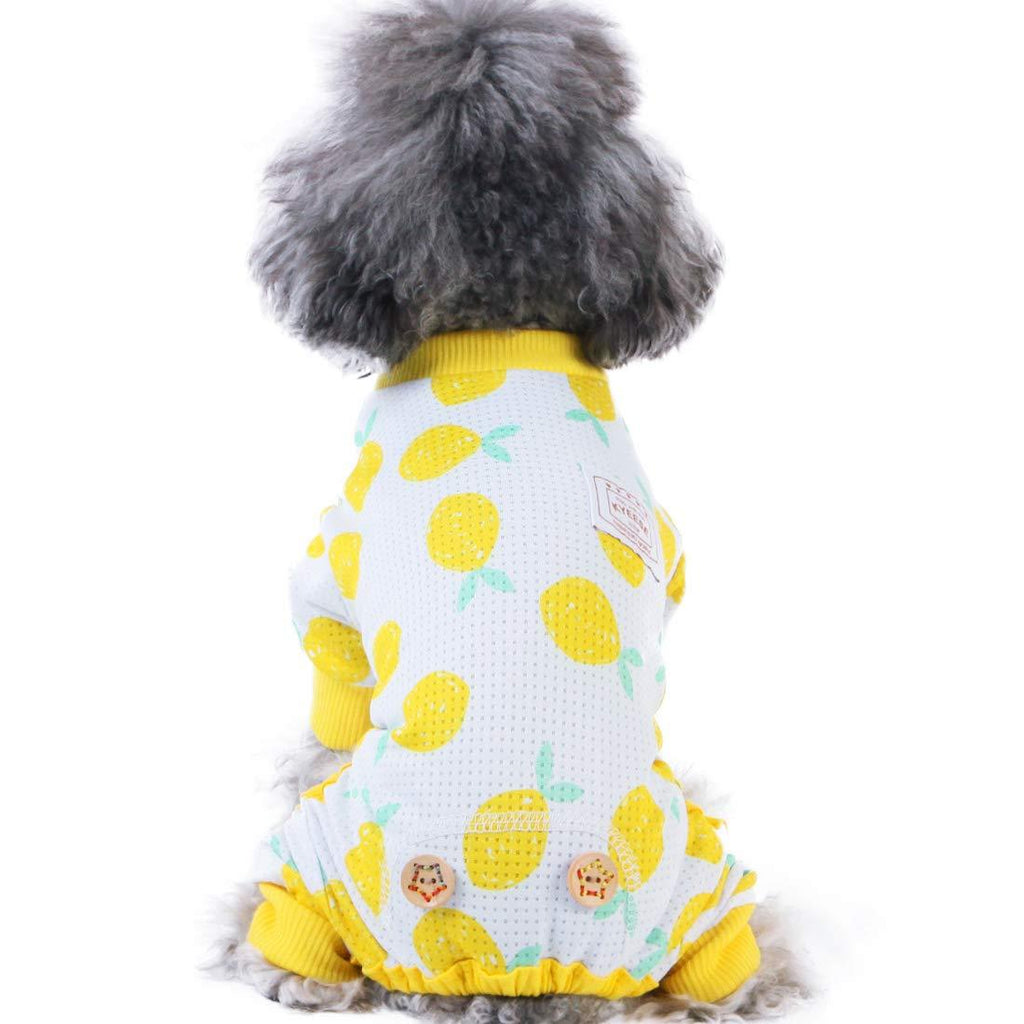 [Australia] - kyeese Dog Pajamas Stretchable Dog Pjs 4 Legs Pet PJS Lemon Lightweight Puppy Cat Pajama Onesie Medium 