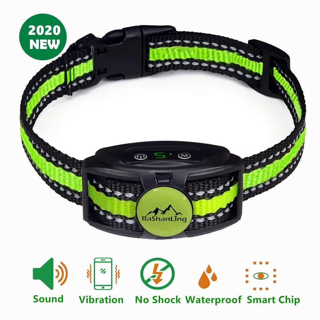 [Australia] - No Shock Bark Collar – Rechargeable Bark Control Device,w/ 2 Training Modes,Beep to Vibration and Strong Vibration,Smart Chip,IP67 Waterproof, No Pain Anti Bark Device for Small,Medium and Large Dog 