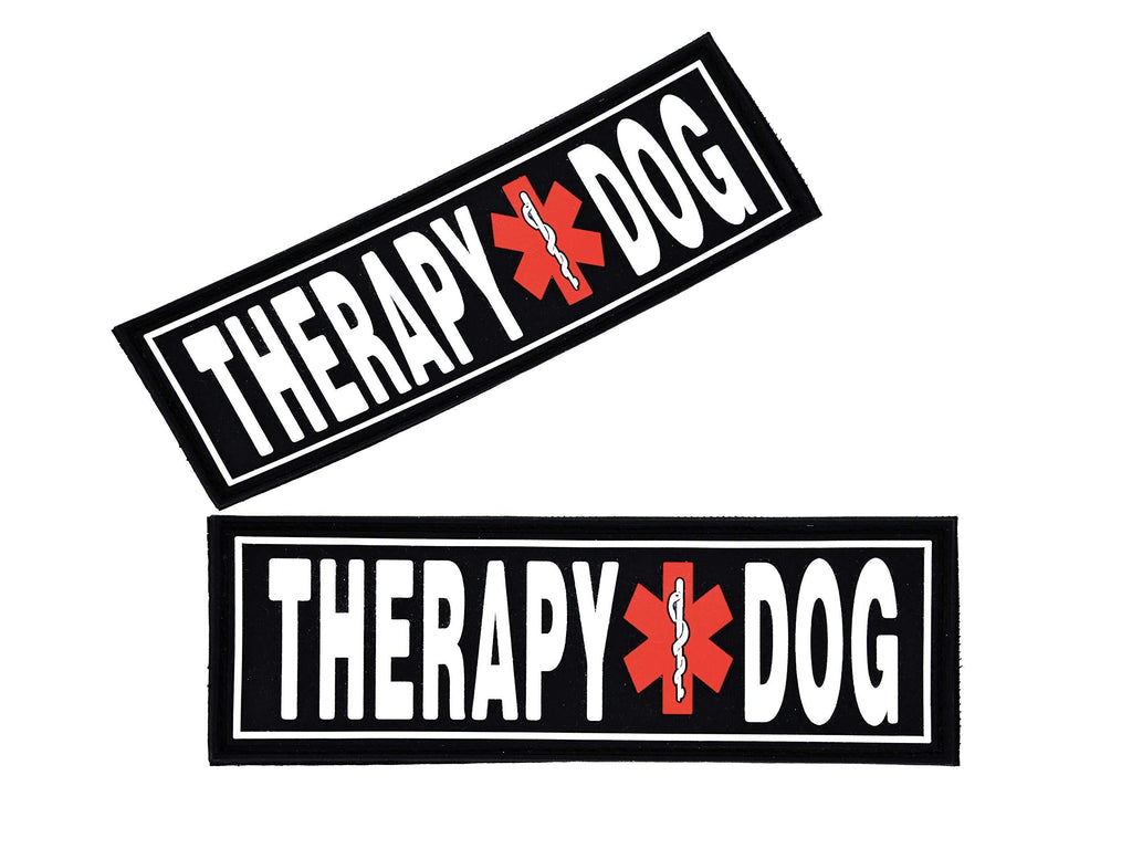 [Australia] - Dogline Therapy Dog Patches for Harnesses and Vests Removable 3D Rubber Patches with Hook Backing for Small Medium or Large Working Dogs 1" x 2.75" - Two Patches 
