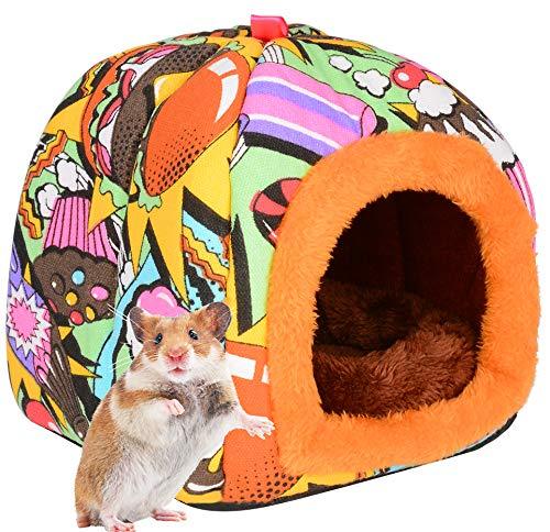 PETLOFT Small Animal Hideaway Bed, Warm Winter Bed Hut Hooded Cave Pet House Sleepers for Small Animals Hamster Gerbil Squirrel Guinea Pig Chinchilla with Removable Cushion - PawsPlanet Australia