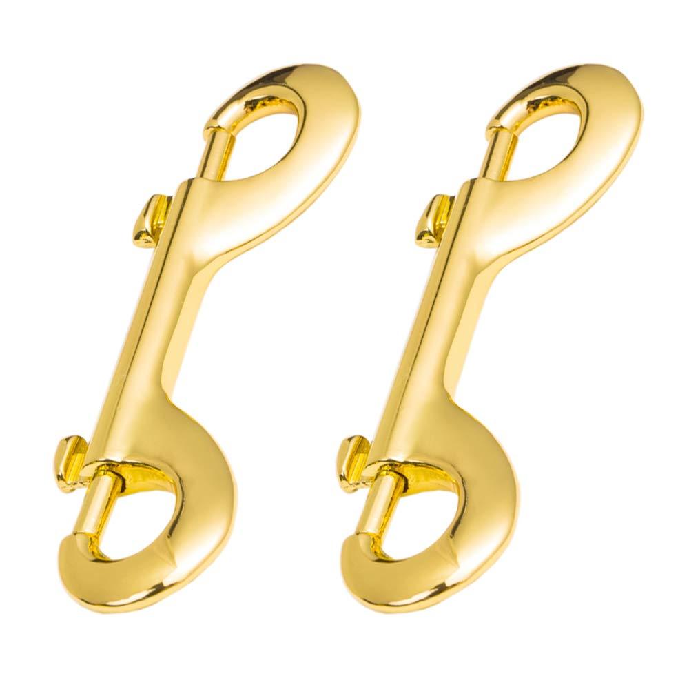 [Australia] - Shuxy Snap Hooks Double Ended Bolt Snaps Trigger Snaps Clasp Buckle Trigger Clips Best Spring Pet Buckle Key Chain for Linking Dog Leash Collar Handmade Crafts Project, Plating and Oil Seal, 2PCS Gold 