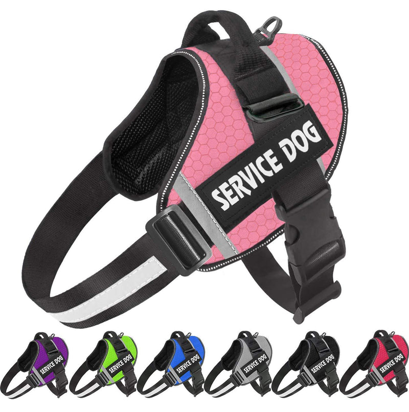 [Australia] - JSXD Dog Harness,No-Pull Service Dog Harness with Handle Adjustable Outdoor Pet Dog Vest 3M Reflective Nylon Material Vest for Breeds,Easy Control for Small Medium Large Dogs XS Pink 