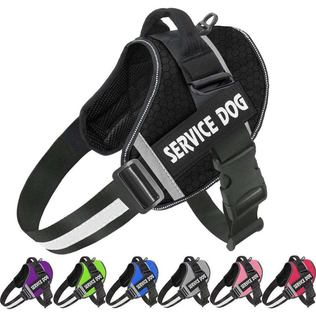 JSXD Dog Harness,No-Pull Service Dog Harness with Handle Adjustable Outdoor Pet Dog Vest 3M Reflective Nylon Material Vest for Breeds,Easy Control for Small Medium Large Dogs XS Black - PawsPlanet Australia