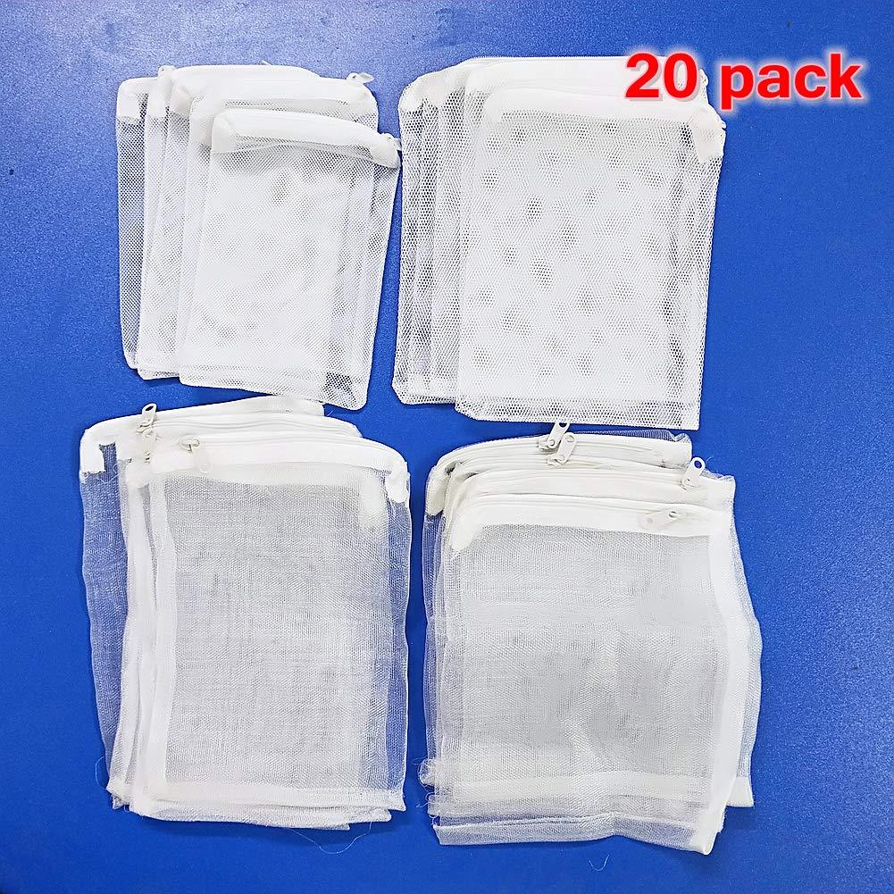 [Australia] - BASE WAVE Nylon Mesh Bags and Polyester Bags(20 Pack in 4 Sizes) for Aquarium Filter Media 