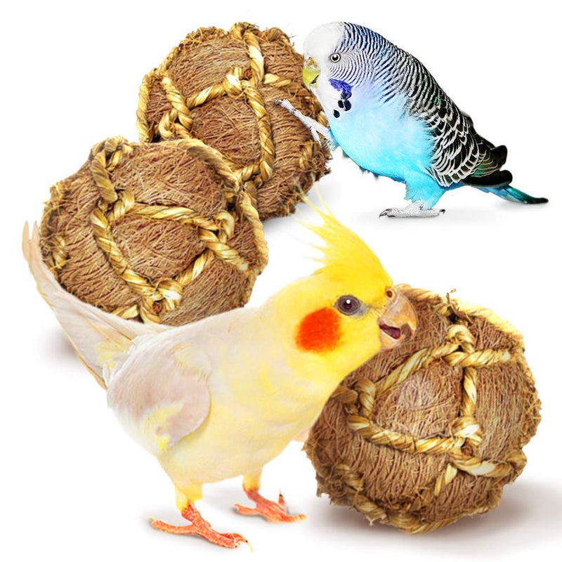 [Australia] - SunGrow Coco Fiber Rope Ball for Parrots, Floss Ball Improves Dental Health, Teeth Floss Ball, Chew Toy, Improves Dental Health, Boredom Buster and Stress Reliever Ball 