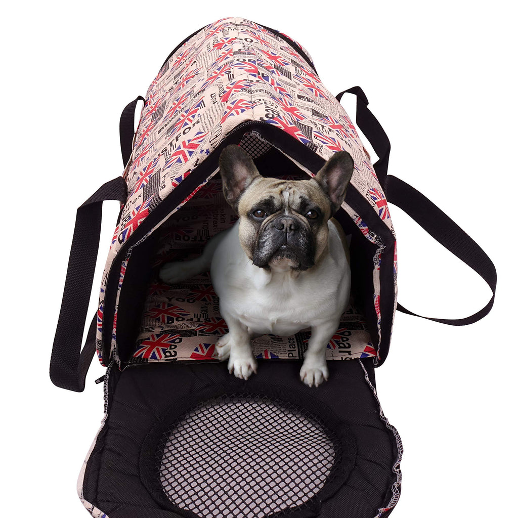 [Australia] - veZve Soft Sided Pet Carrier Bag Airline Approved Comfortable Collapsible and Escape Proof for Small Dogs, Cats, Puppy 19 Inch Length London 