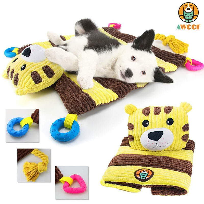 [Australia] - AWOOF Puppy Bed with Puppy Teething Toys, Puppy Starter Kit Pet Bed with Chew Squeak Rope Toys, All-in-One Durable Dog Bed Mat for New Puppies 