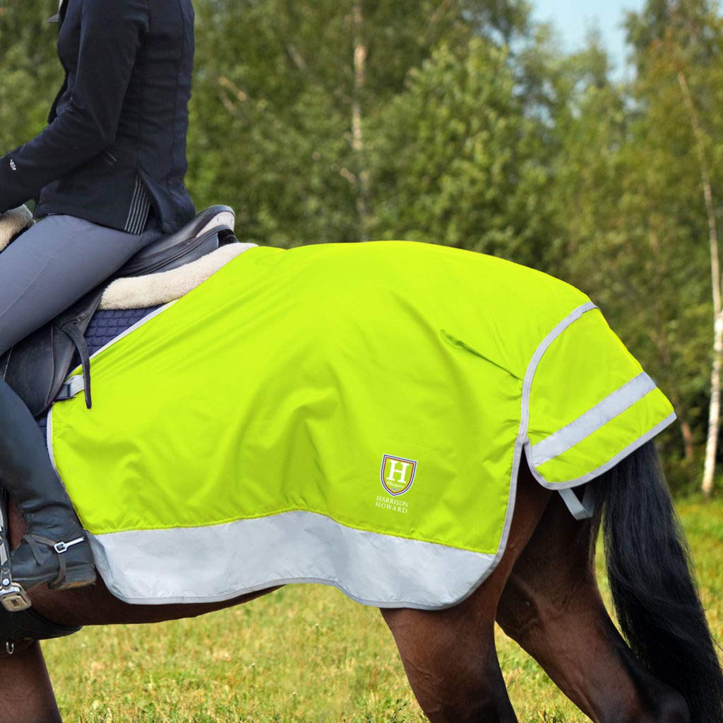 Harrison Howard FocalMax Quarter Horse Exercise Sheet Horse Blanket Hi-Vis Reflective Superb Night Safety with Tail Flap Horse Competition Rug Full (Large) Fluorescent Green - PawsPlanet Australia