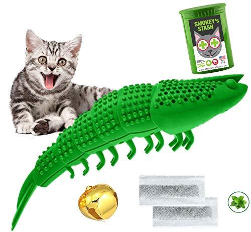 [Australia] - Smokey's Stash Cat Toy Interactive Catnip Dental chew cat Toothbrush refillable with Bell 