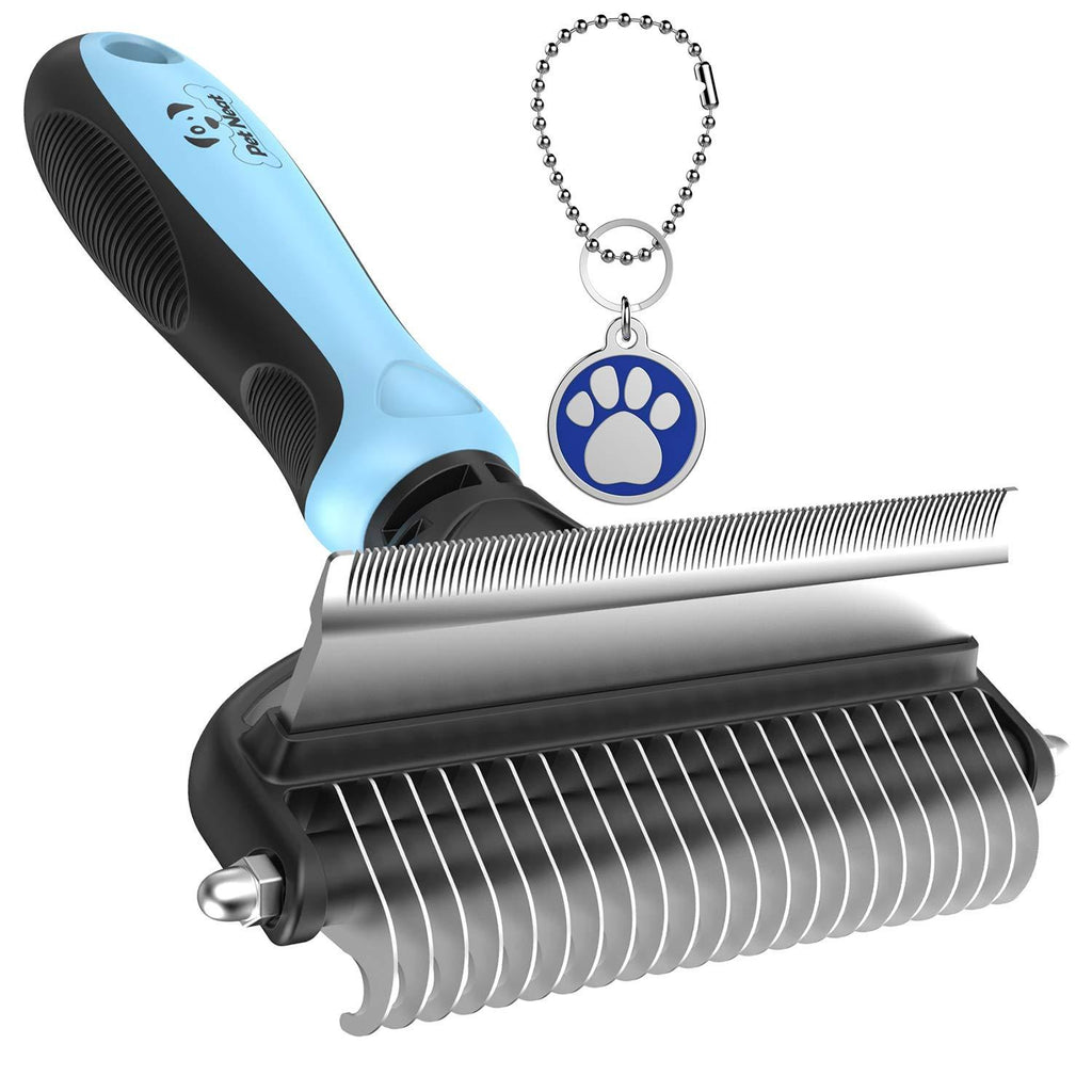 [Australia] - Dog Brush and Cat Brush – 2 Sided Pet Grooming Tool for Deshedding, Mats & Tangles Removing – No More Nasty Shedding and Flying Hair Blue 