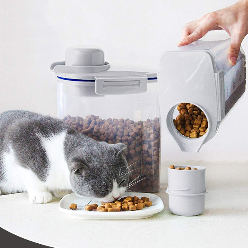 [Australia] - Ansee Pet Food Storage Container, Cereal Container with Airtight Design Pour Spout Measuring Swivel Cup, BPA-Free Dry Food Dispenser for Dogs Cats Birds Gray 